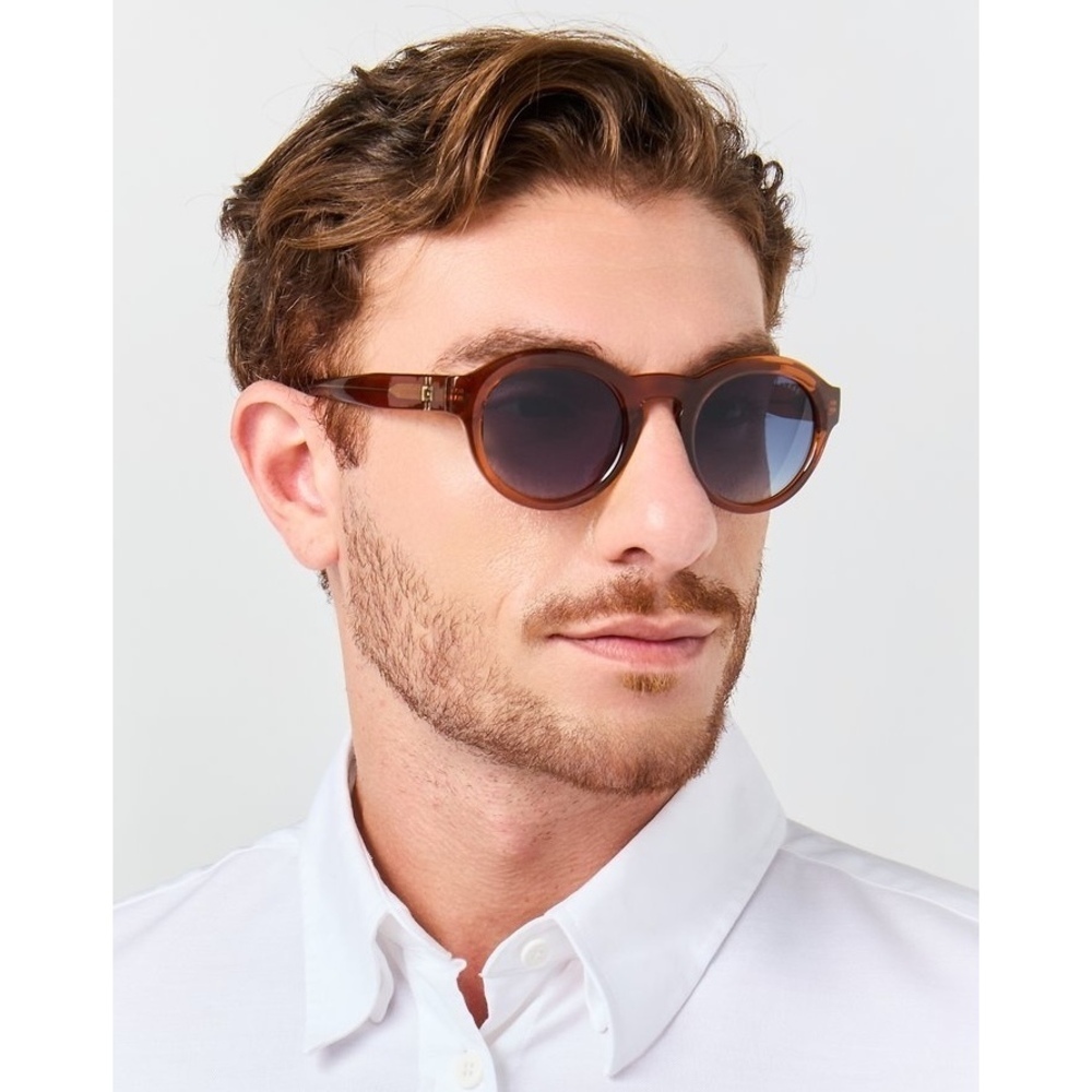 NWT Guess GU00205-48W Dark Brown Round 49mm Sunglasses